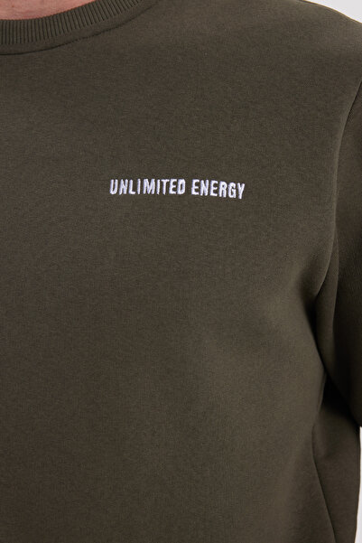 Tudors Ανδρικό σετ αθλητικής φόρμας Relax Fit από βαμβακερό 3 νήματα με μαλακή υφή με φλις εσωτερικά και λαιμόκοψη χακί