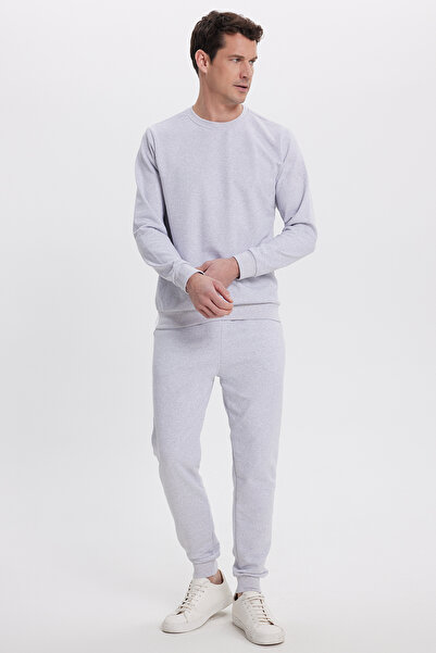 Tudors Ανδρικό σετ αθλητικής φόρμας από βαμβακερό 2 νήματα με μαλακή υφή με λαιμόκοψη γκρι
