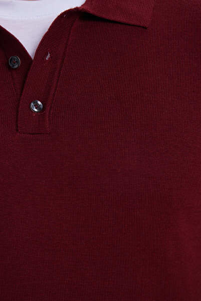 Tudors Men's standard fit regular cut cotton polo collar burgundy sweater