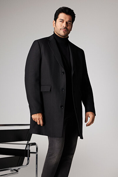 AC&Co / Altınyıldız Classics Чоловічий чорний стандартний крій, нормальний крій, монокомір, кишені з клапанами, пальто