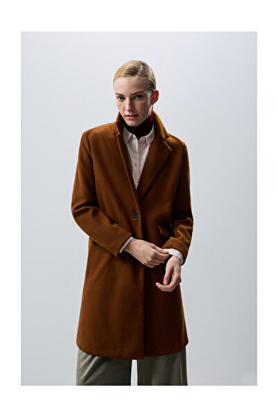 LEFTIES Woman Bsc Long Wool Coat Button Pocket Flap