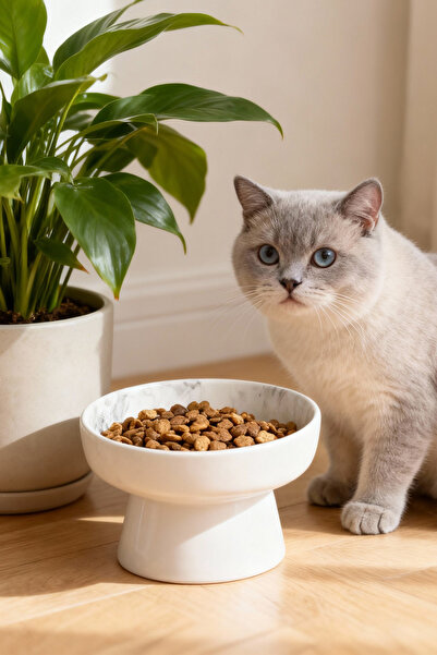 TRENDYOLMİLLA HOME Керамична купа за храна и вода във формата на котка 400 мл...