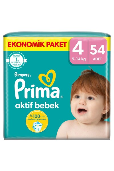 Prima Bebek Bezi Aktif Bebek 4 Beden 54 Adet Fırsat Paketi