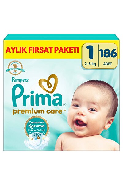 Prima Bebek Bezi Premium Care 1 Numara 186 Adet Aylık Fırsat Paketi