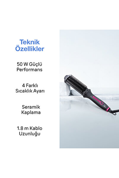 Fakir İllusion Effect İyonlu Saç Düzleştirici Fırça 220C Seramik Plaka - Antrasit