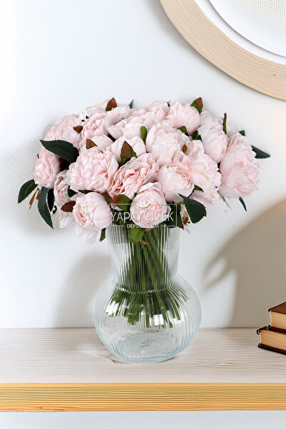 Yapay Çiçek Deposu Yapay Lüx Tırtıklı 11li Erengül Buketi Pudra