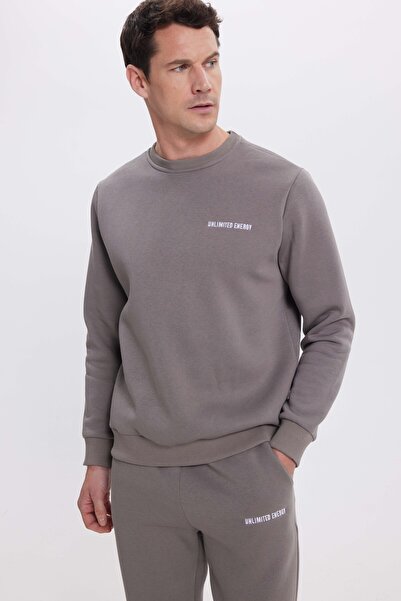 Tudors Ανδρικό σετ αθλητικών φορμών Relax Fit από βαμβακερό 3 νήματα με μαλακή υφή με φλις εσωτερικά και λαιμόκοψη σε γκρι χρώμα