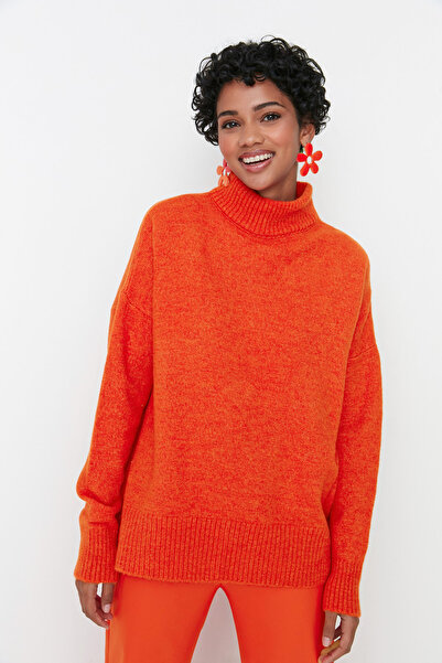 Trendyol Collection Pulover de tricotaj portocaliu cu textura moale - TWOAW23KZ00469
