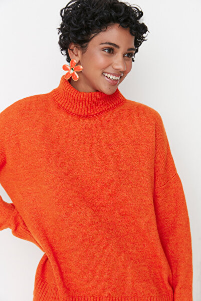Trendyol Collection Pulover de tricotaj portocaliu cu textura moale - TWOAW23KZ00469
