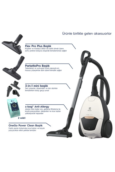 Electrolux PD82-ALRG Pure D8.2 Allergy 10 Yıl Motor Garantili 57dB Ultra Sessiz Toz Torbalı Elektrikli Süpürge