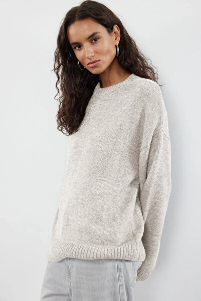 Trendyol Collection Stone Wide Fit Soft Strukturierte Strickpullover TWOAW25KZ00168