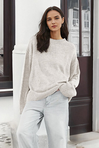 Trendyol Collection Stone Wide Fit Soft Strukturierte Strickpullover TWOAW25KZ00168