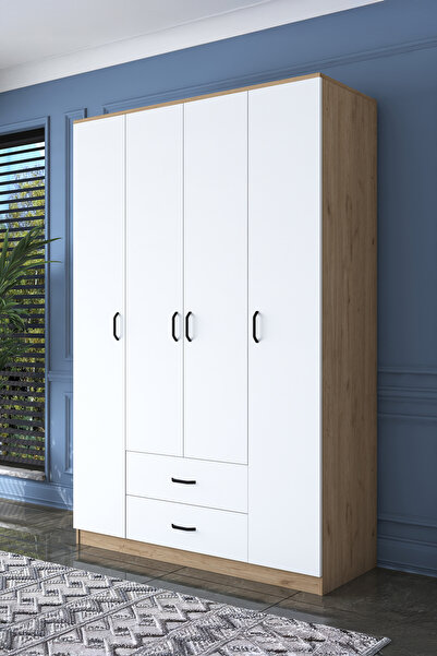 Rani Mobilya Rani Ba112 Geniş Gardırop Elbise Dolabı 4 Kapaklı 2 Çekmeceli 13...