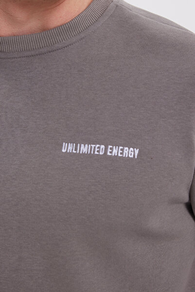 Tudors Ανδρικό σετ αθλητικών φορμών Relax Fit από βαμβακερό 3 νήματα με μαλακή υφή με φλις εσωτερικά και λαιμόκοψη σε γκρι χρώμα