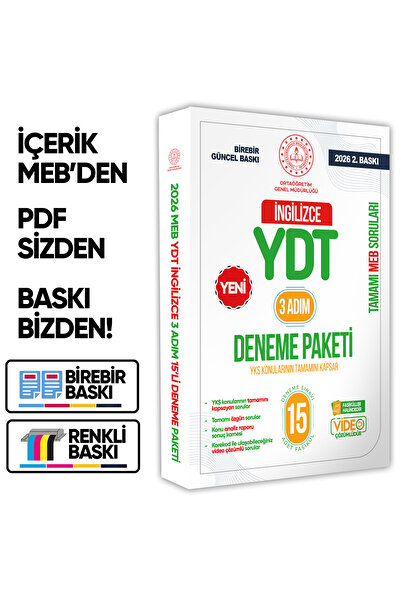 İnformal Yayınları 2026 3 Adım YKS-YDT İngilizce MEBİ Özgün Sorular 15li Deneme Kitapçığı Video Çözümlü BASKI ÜCRETİ