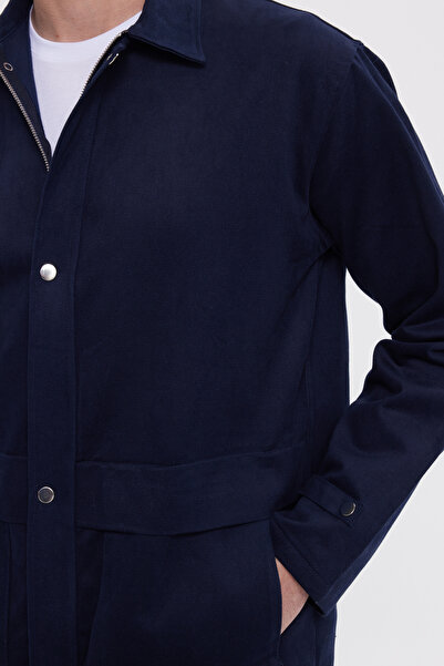 Tudors Чоловічий Relax Fit Зручний крій 100% бавовна Дві кишені На блискавці Синій пальто Сорочка