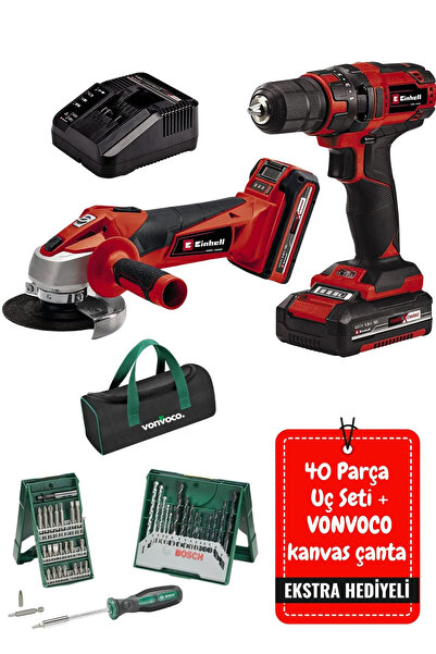 Einhell Akülü Taşlama + Şarjlı Vidalama Çift Akülü Matkap Avuç İçi Taşlama Şarjlı Spiral İspiral Makinesi