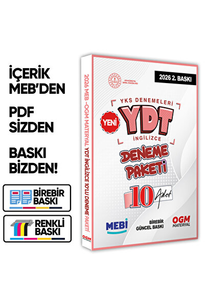 Karakutu Yayınları 2026 ÖSYM YKS-YDT İngilizce MEBİ OGM Deneme Paketi Güncel 10lu Fasikül (Deneme Paketi) BASKI ÜCRETİ