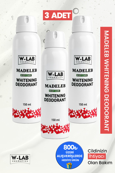 W-Lab Kozmetik Whitening Deodorant 3 lü Set  Unisex  Ter Kokusu ,Koltuk Altı Kararmalarına Karşı Etkili Pudrasız