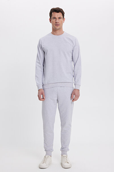 Tudors Ανδρικό σετ αθλητικής φόρμας από βαμβακερό 2 νήματα με μαλακή υφή με λαιμόκοψη γκρι