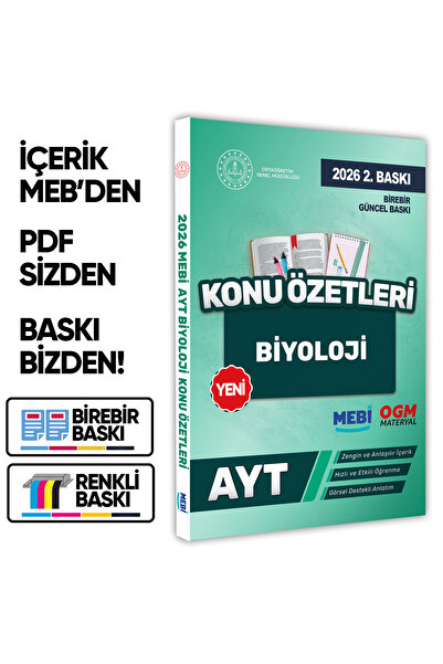 Karakutu Yayınları 2026 YKS-AYT MEBİ-OGM Biyoloji Pratik Konu Özet Kitabı REN...
