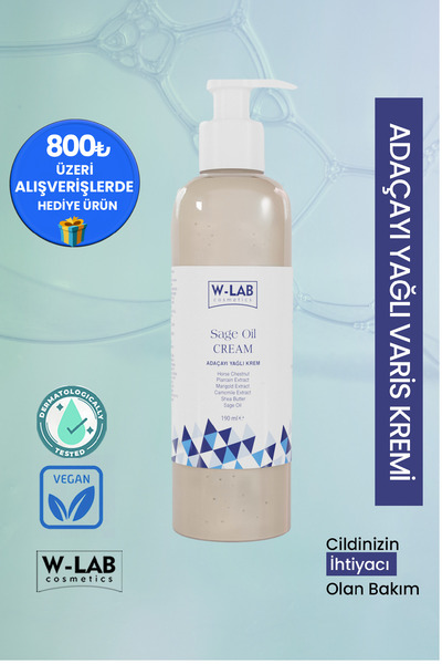 W-Lab Kozmetik Sage Oil Adaçayı Yağlı Varis Kremi 190 ml