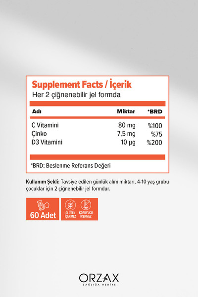 Ocean Smart Gummies Defence C Vitamini , D3 Vitamini Ve Çinko Içeren Takviye Edici Gıda 60 Jel Tablet