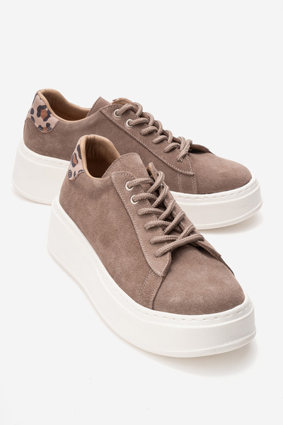 LuviShoes Γυναικεία αθλητικά παπούτσια GUENO Sand Γνήσιο Δερμάτινο Suede