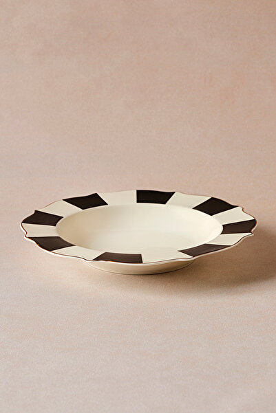 Karaca New Romantic Kalın Çizgili Çukur Tabak 24 cm Siyah