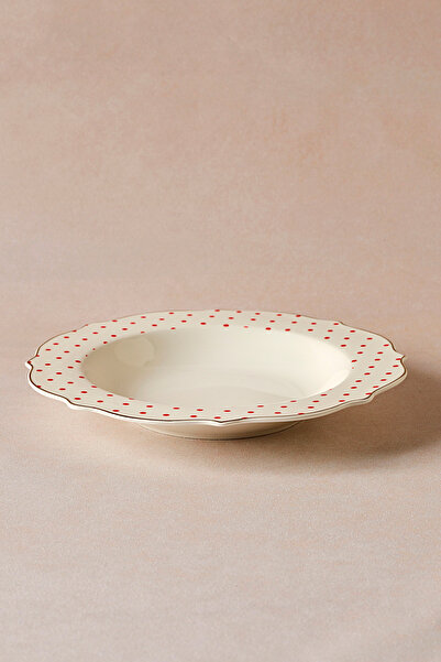 Karaca New Romantic Puantiyeli Çukur Tabak 24 cm Kırmızı