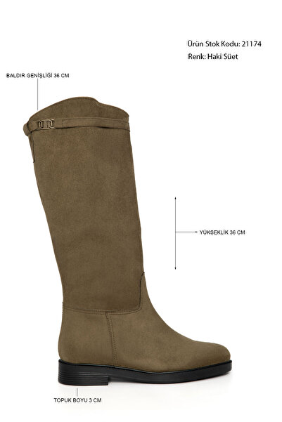 SOHO Khaki Suede Women's Boots 21174