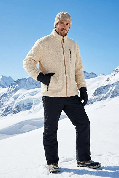 Trendyol Collection Plyšový kabát Ecru Welsoft – Regular Fit, Limitovaná edice TMNAW24MO00032