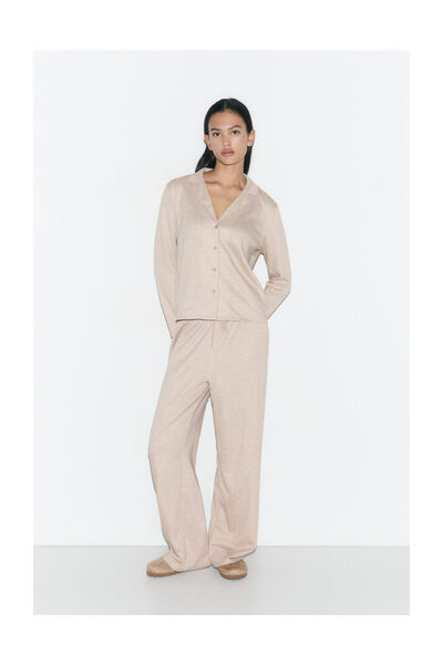 LEFTIES Woman Shirt Pajama M/L Long Pants Cut Knit