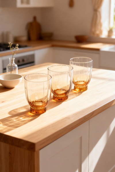 TRENDYOLMİLLA HOME 3-teiliges bernsteinfarbenes Glas 320 cc TPHAW26BRD00005