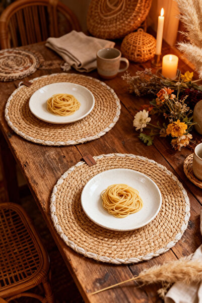 TRENDYOLMİLLA HOME 2-Piece Wicker Look American Service 30X30Cm Tphaw26Run00012