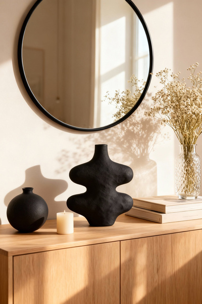 TRENDYOLMİLLA HOME Amorphe Form Schwarze Vase 19 cm x 21,5 TPHAW26VZ00013