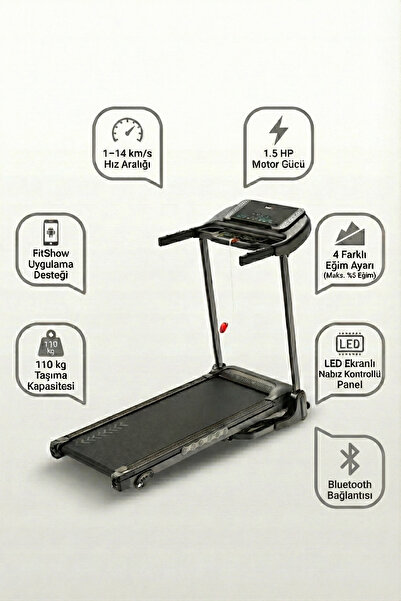 kochler Katlanabilir Uygulamalı Dijital Koşu & Yürüyüş Bandı – 1.5 HP Motor, 4 Kademeli Eğim