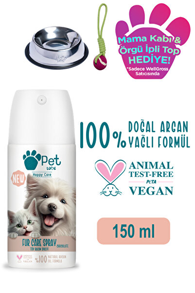 Pet Love Kediler Ve Köpekler Için Tüy Bakım Spreyi Çikolata 150 ml 100% Doğal Argan Yağlı