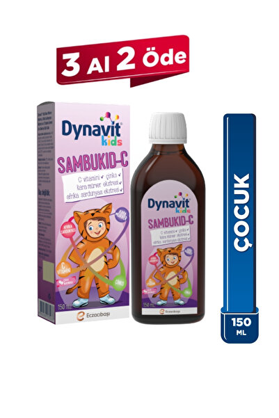 Dynavit Kids Sambukid-C Şurup 150 mL - Bağışıklık - Çocuklar için Kara Mürver, C Vitamini, Afrika Sardunyası