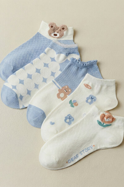 BGK 5 أزواج من الجوارب النسائية ذات نمط الدب الأزرق