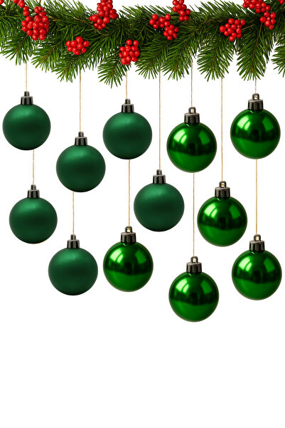 Waldern 4 cm 12 τεμάχια Πράσινη χαριτωμένη μπάλα (6 γυαλιστερό-6 μεταλλικό) Στολίδι Χριστουγεννιάτικο Δέντρο