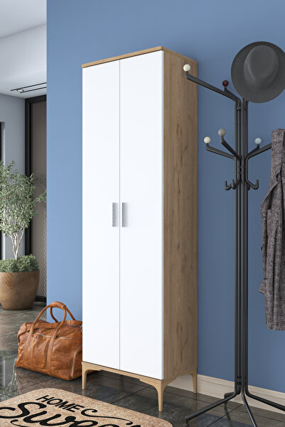 Rani Mobilya Rani Ea111 Modern Kapaklı Portmanto Askılı Vestiyer Sepet Ceviz - Beyaz