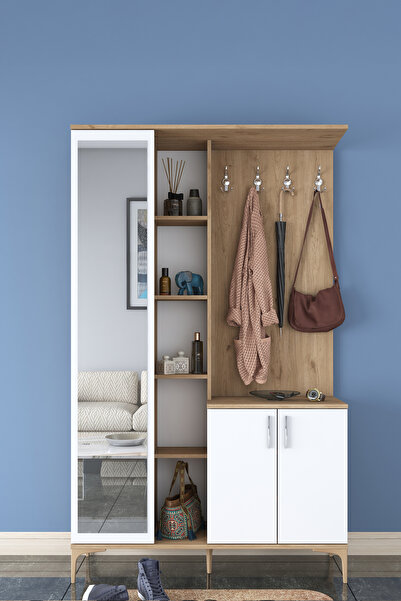 Rani Mobilya Rani Ea109 Portmanto Boy Aynalı Raflı Ayakkabılık Vestiyer Sepet...