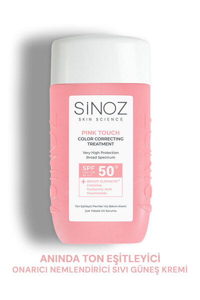 SİNOZ Pink Touch Anında Ton Eşitleyici Onarıcı Nemlendirici Pembe Yüz Güneş Kremi Spf50