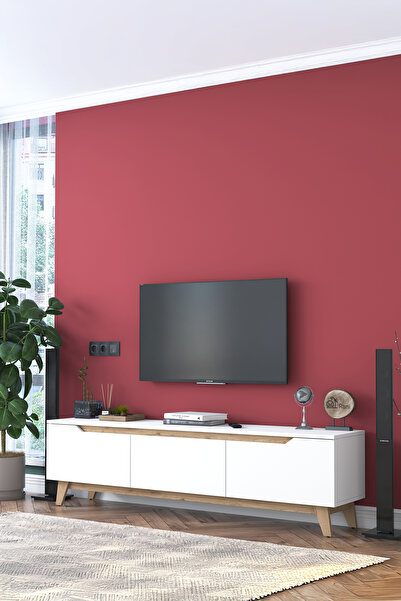 Rani Mobilya Rani D1 Tv Ünitesi Modern Ayaklı Tv Sehpası 180 Cm Beyaz - Sepet Ceviz