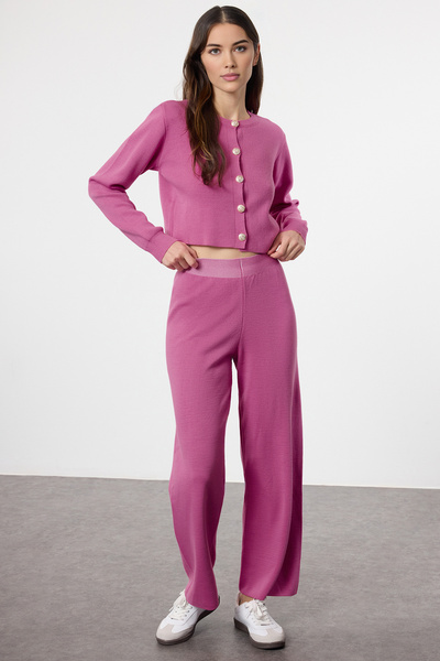 Trendyol Collection Pink Crop kötöttáru alsó-felső szett TWOAW25AU00026