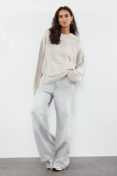 Trendyol Collection Stone Wide Fit Soft Strukturierte Strickpullover TWOAW25KZ00168