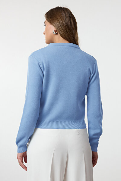 Trendyol Collection Μπλε Basic Πλεκτή Ζακέτα-Μπλούζα TWOAW25HI00216