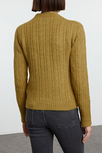 Trendyol Collection Green Soft Textured Stand Collar Knitwear Sweater Tedaw25Kz00041