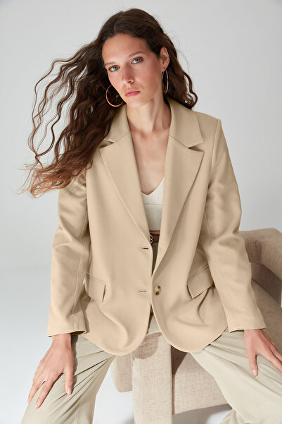 Trendyol Collection Περιορισμένης έκδοσης Mink Regular Lined Woven Blazer Jacket TWOAW23BC00132
